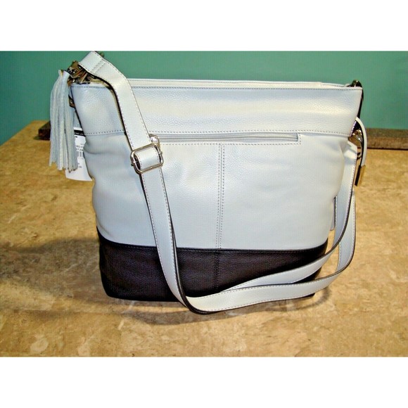 Wilsons Leather Kate & Mallory Leather Shopper Tote Handbag Gray Black NWT RARE - Picture 4 of 9